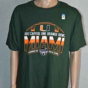 Hanes 2017 Miami Hurricanes Capital One Orange Bowl Green T-Shirt Size XL